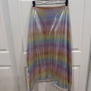 Woolino Rainbow Holographic Metallic Sheep Print Baby Blanket Cream Multi-Color